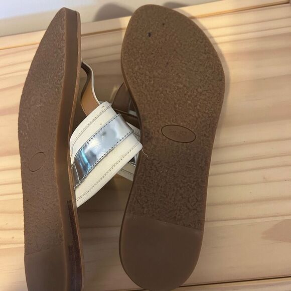Coach Eileen Turn lock Slide Sandals Flip Flops white Silver Womens Size 9 money - Picture 10 of 12